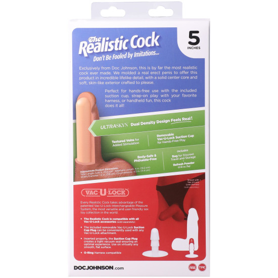 Фаллоимитатор с мошонкой, длина 12.7 см Doc Johnson The Realistic Cock ULTRASKYN - 5 Inch with Balls Vanilla