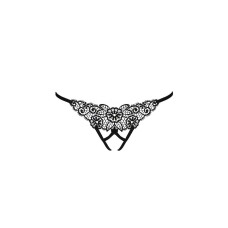 Трусики мереживні з доступом VIOLANTE THONG black S/M - Passion Exclusive (пом'ята упаковка!!!)
