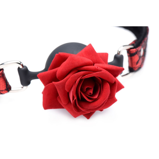 Кляп с розой Master Series Eye-Catching Ball Gag With Rose (мятая упаковка)