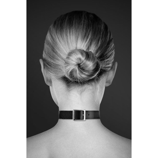 Чокер с кольцом для поводка из экокожи Bijoux Pour Toi Fetish Black