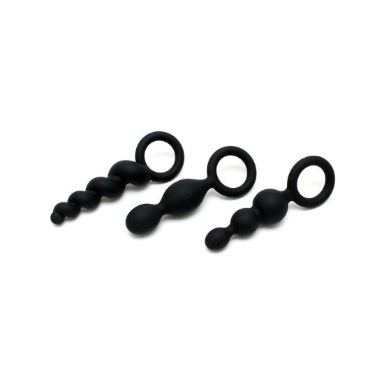 Набор черных анальных игрушек (3 шт.), макс. диаметр 3 см Satisfyer Plugs Black Set