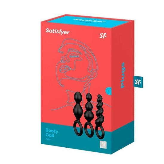 Набор черных анальных игрушек (3 шт.), макс. диаметр 3 см Satisfyer Plugs Black Set