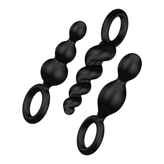 Набор черных анальных игрушек (3 шт.), макс. диаметр 3 см Satisfyer Plugs Black Set