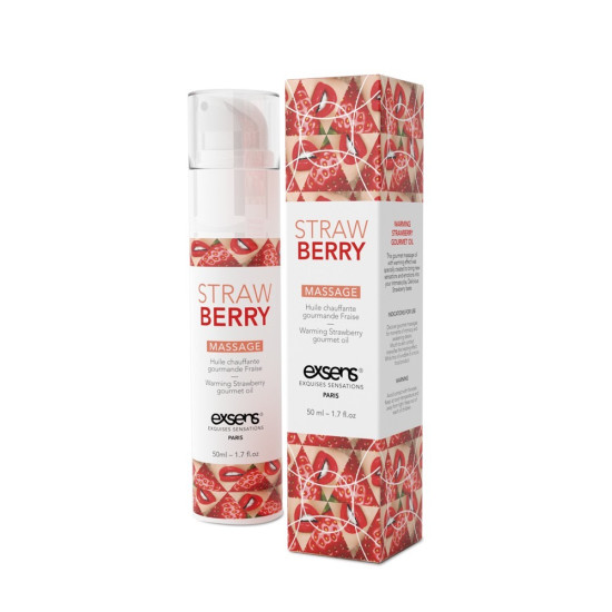 Съедобное массажное масло с клубничным вкусом и разогревающим эффектом EXSENS Strawberry, 50 ml