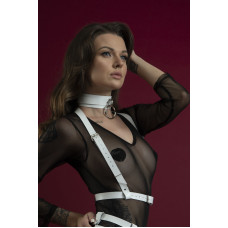 Портупея на грудь из натуральной кожи, белая Feral Feelings Harness Top White