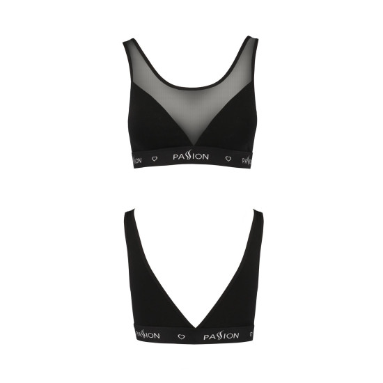 Топ с прозрачной вставкой, черный Passion PS002 Top Black, M