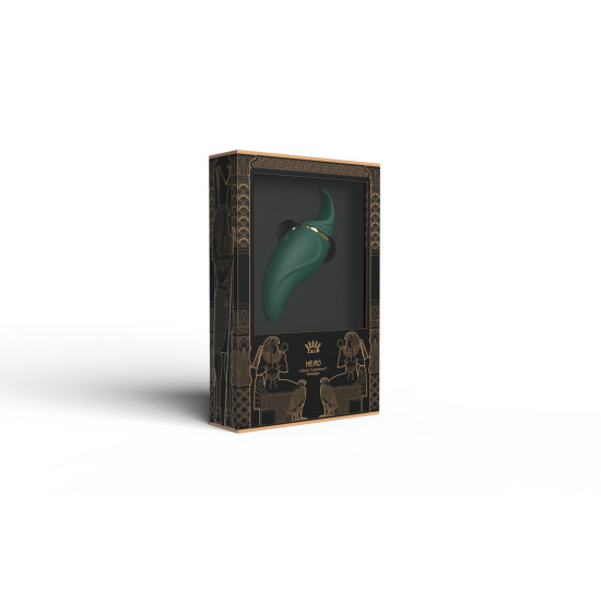 Вибратор 2 в 1 с язычком и кристаллом Swarovski, зелёный Zalo Hero Jewel Green