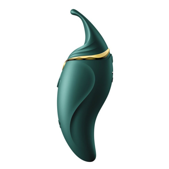 Вибратор 2 в 1 с язычком и кристаллом Swarovski, зелёный Zalo Hero Jewel Green