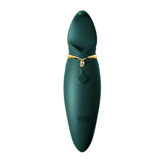 Вибратор 2 в 1 с язычком и кристаллом Swarovski, зелёный Zalo Hero Jewel Green