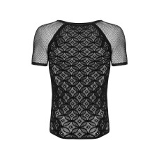 Чорна чоловіча напівпрозора футболка з орнаментом Obsessive T102 T-Shirt Black, S/M/L