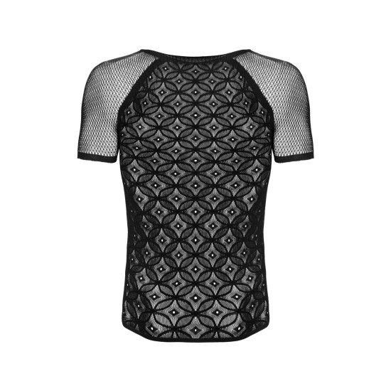 Чёрная мужская полупрозрачная футболка с орнаментом Obsessive T102 T-Shirt Black, S/M/L