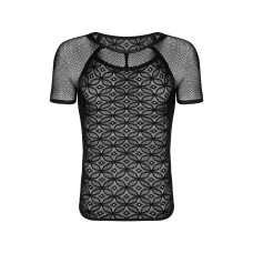 Чорна чоловіча напівпрозора футболка з орнаментом Obsessive T102 T-Shirt Black, S/M/L