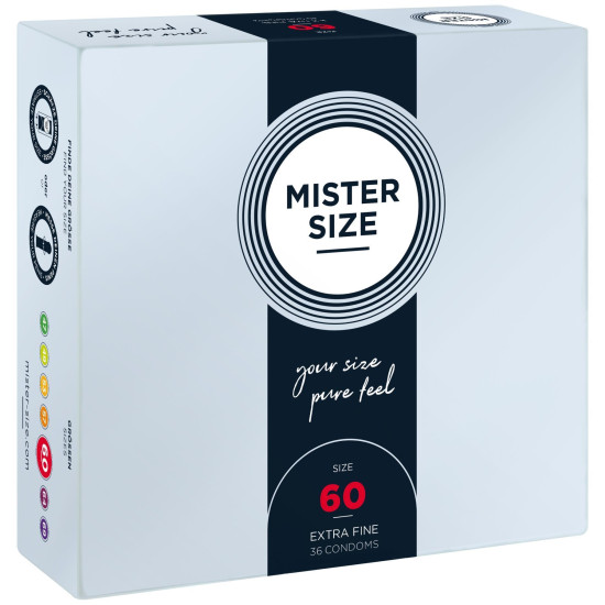 Презервативи для пеніса довжиною 12,7-13,7 см, 36 шт Mister Size - pure feel 60