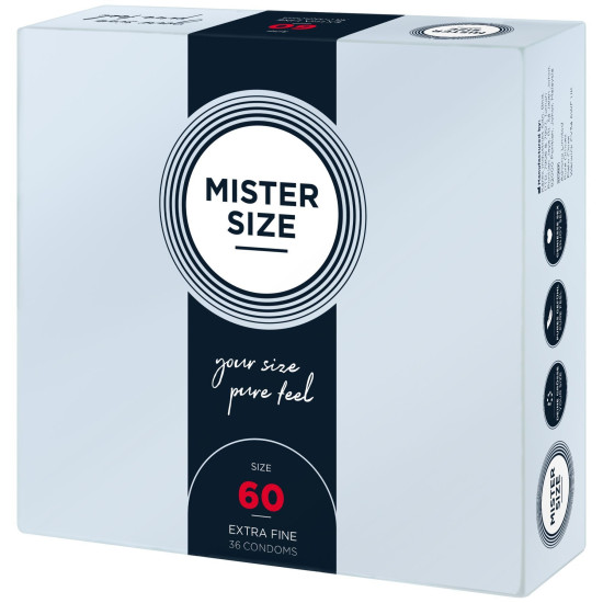 Презервативи для пеніса довжиною 12,7-13,7 см, 36 шт Mister Size - pure feel 60
