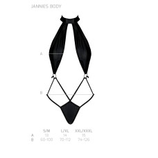 Боді-халтер з екошкіри, чорне Passion Jannies Body Black, XXL/XXXL