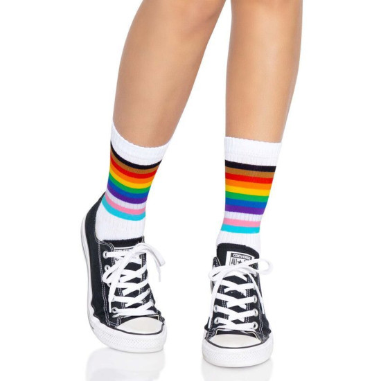 Женские носки в радужную полоску Leg Avenue Pride Crew Socks Rainbow, 37–43
