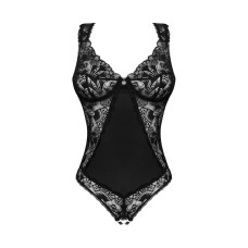 Кружевное боди с открытым доступом, чёрное Obsessive Donna Dream Crotchless Teddy Black, XL/2XL