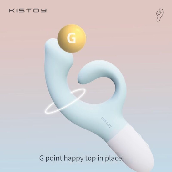 Вибратор-кролик для точки G, изогнутый отросток, автоматический подогрев KISTOY Big G Blue