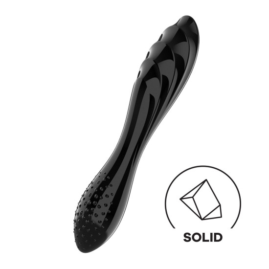 Двосторонній скляний ділдо без стопера, дуже міцний, чорний Satisfyer Dazzling Crystal 1 Black
