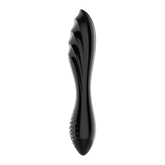 Двосторонній скляний ділдо без стопера, дуже міцний, чорний Satisfyer Dazzling Crystal 1 Black