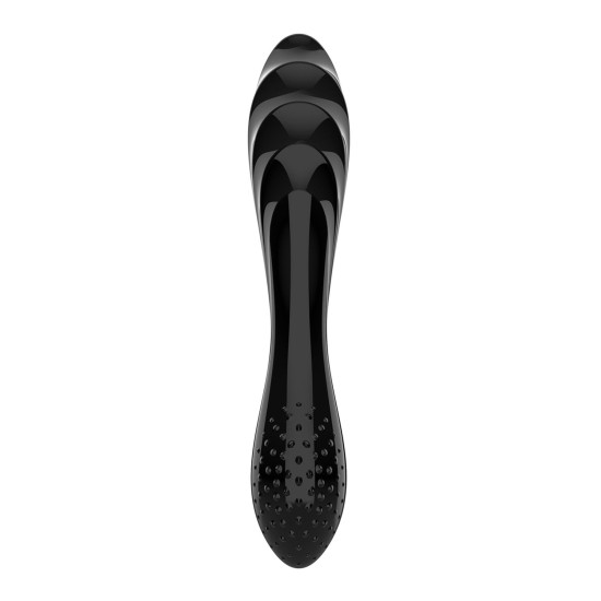 Двосторонній скляний ділдо без стопера, дуже міцний, чорний Satisfyer Dazzling Crystal 1 Black