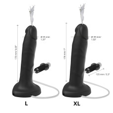 Кінчаючий фалоімітатор, довжина 17 см, діаметр 3,5 см, чорний - Strap-On-Me Squirting Cum Dildo Realistic Black, L