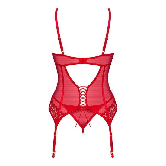 Комплект (корсет і стрінги), червоний Obsessive Ingridia Corset & Thong Red, XS/S