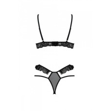 Еротичний комплект з відкритими чашками, чорний Passion Dolly Set Black, S/M