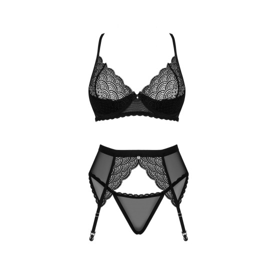 Комплект (стринги, пояс для чулок, бюстгальтер) Obsessive Chemeris 3-Pcs Set, M/L
