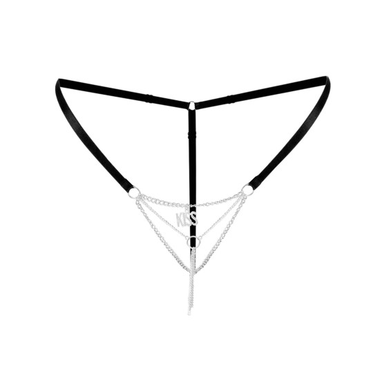 Чорні сексуальні трусики з ланцюжком і підвіскою Art of Sex KISS Panties Black, L-2XL