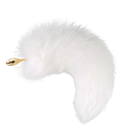 Анальна пробка з білим лисячим хвостом, форма троянди Lockink Sevanda White Fox-Tail Anal Rose-Shape Plug