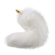 Анальна пробка з білим лисячим хвостом, форма троянди Lockink Sevanda White Fox-Tail Anal Rose-Shape Plug