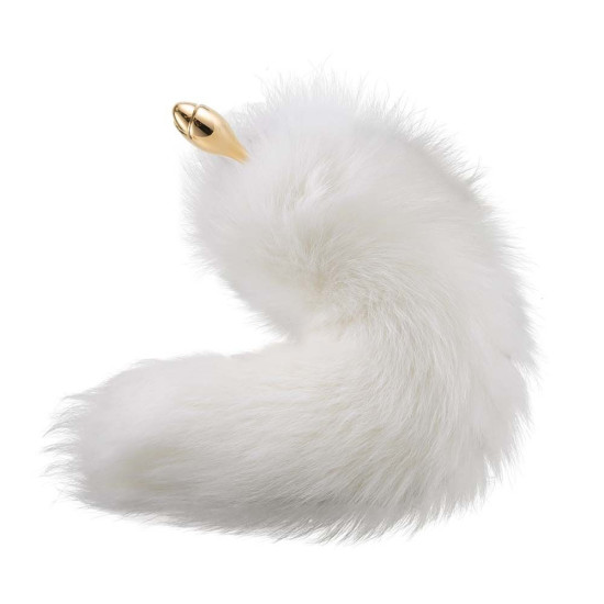 Анальна пробка з білим лисячим хвостом, форма троянди Lockink Sevanda White Fox-Tail Anal Rose-Shape Plug