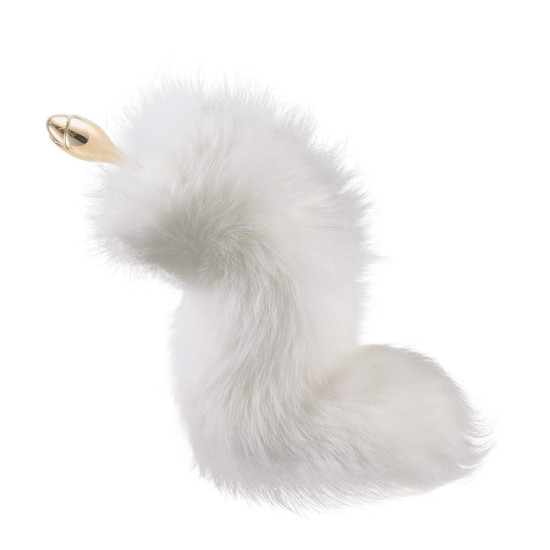 Анальна пробка з білим лисячим хвостом, форма троянди Lockink Sevanda White Fox-Tail Anal Rose-Shape Plug