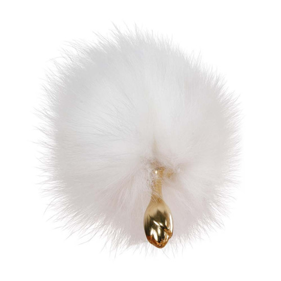Анальна пробка з білим лисячим хвостом, форма троянди Lockink Sevanda White Fox-Tail Anal Rose-Shape Plug