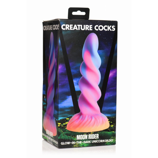 Фэнтезийный фаллоимитатор, светящийся в темноте Creature Cocks Glow-in-the-Dark Unicorn Dildo