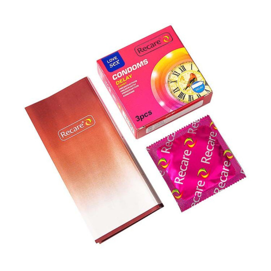 Презервативи з пролонгуючим ефектом та цукерковим ароматом, 3 шт Recare Delay Candy Condoms