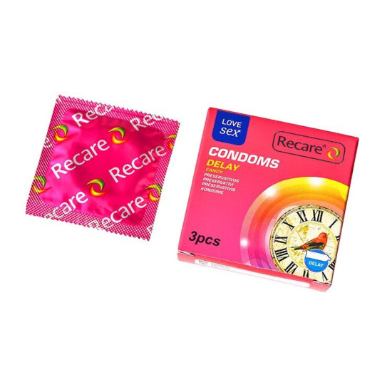 Презервативи з пролонгуючим ефектом та цукерковим ароматом, 3 шт Recare Delay Candy Condoms