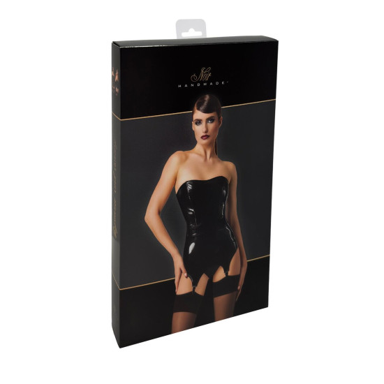 Корсет з підв'язками для панчіх з ПВХ Noir Handmade F381 Dominae Venom PVC corset-belt, S