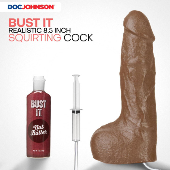 Кончающий фаллоимитатор, длина 24.1 см Doc Johnson The Realistic Cock ULTRASKYN - Squirting 9,5 Inch Caramel