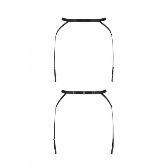 Пояс-стрепы с подвязками для чулок, чёрный MEGGY GARTER BELT Black, S/M