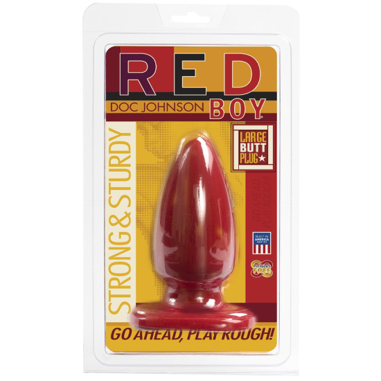 Анальная пробка-втулка красного цвета, макс. диаметр 5,5 см Doc Johnson Red Boy Large 5 Inch