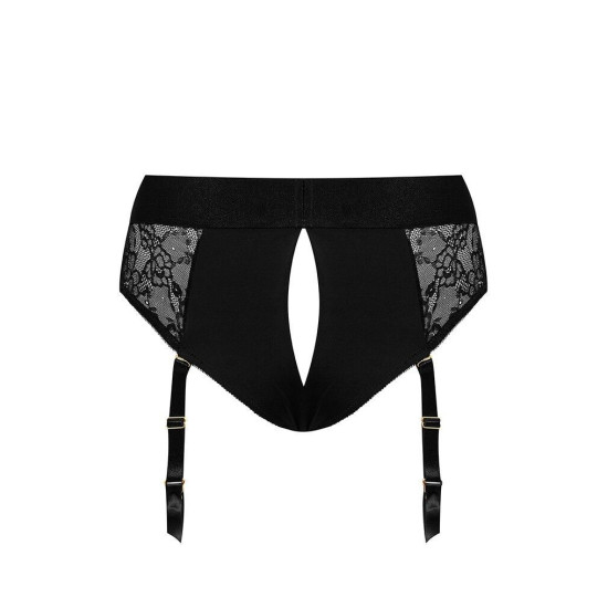 Кружевные трусы для страпона с подвязками для чулок Strap-On-Me Diva Harness, M