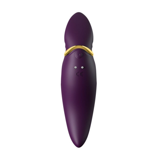Вибратор 2 в 1 с язычком и кристаллом Swarovski, фиолетовый Zalo Hero Twilight Purple