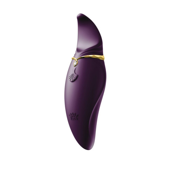 Вибратор 2 в 1 с язычком и кристаллом Swarovski, фиолетовый Zalo Hero Twilight Purple