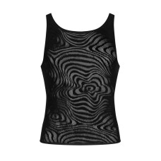 Чёрная мужская полупрозрачная майка-борцовка с узором Obsessive T103 Tank Top Black, S/M/L