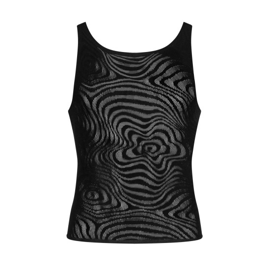 Чёрная мужская полупрозрачная майка-борцовка с узором Obsessive T103 Tank Top Black, S/M/L