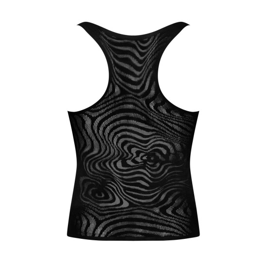 Чёрная мужская полупрозрачная майка-борцовка с узором Obsessive T103 Tank Top Black, S/M/L