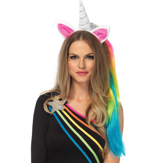 Обруч с рогом единорога и радужной гривой, многоцветный Leg Avenue Magical Unicorn Headband