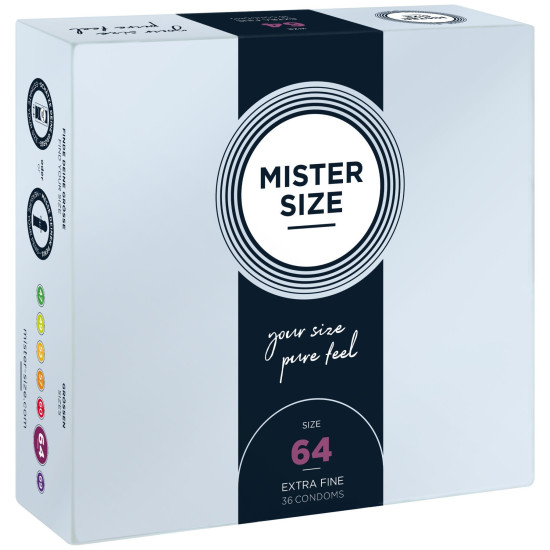 Презервативи для пеніса довжиною 13,7-14,7 см, 36 шт Mister Size - pure feel 64